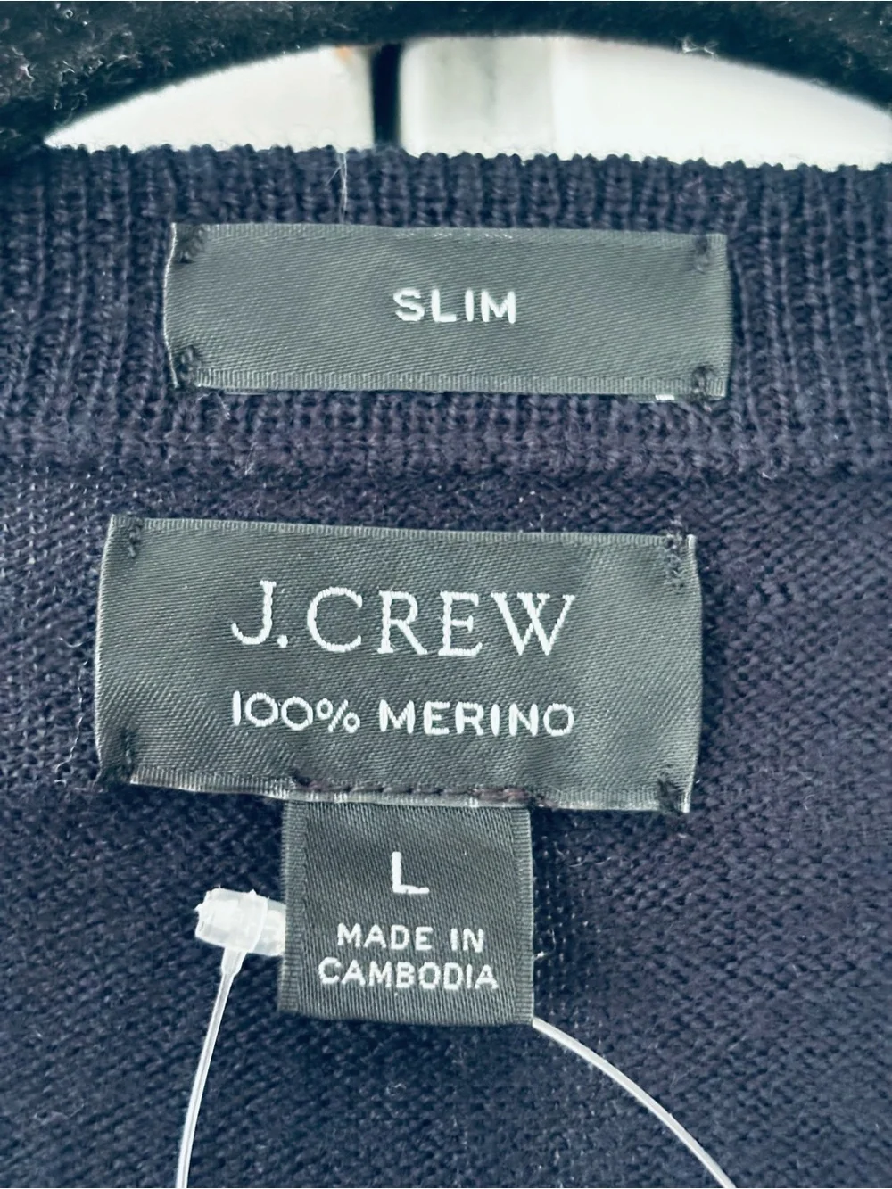 NWT Men's J. Crew Merino Wool Slim Fit Vneck Navy Blue sweater size Large